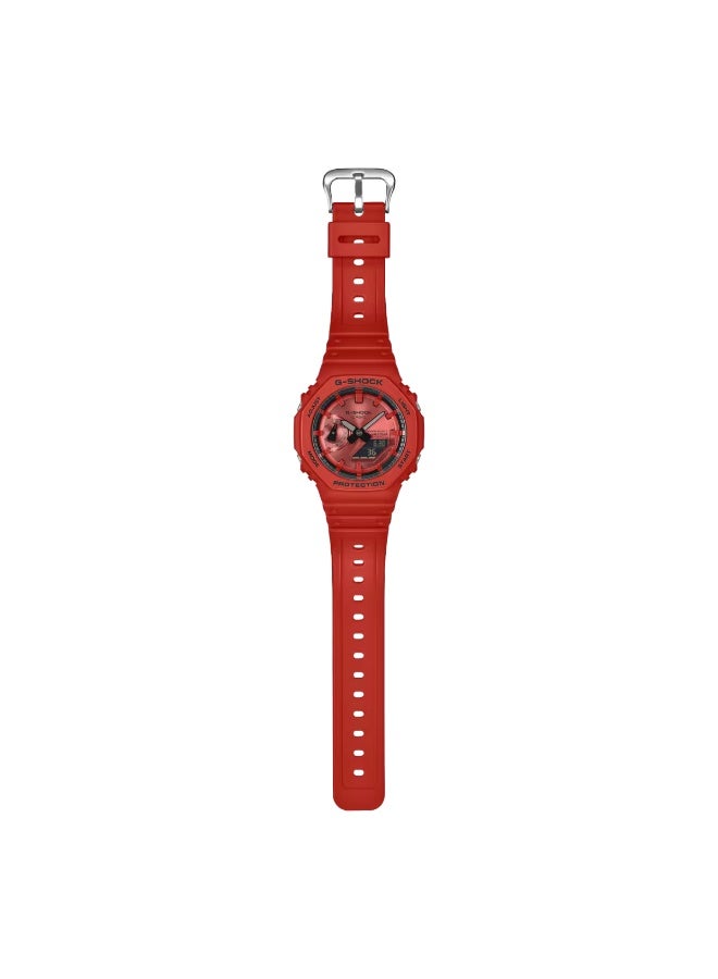 G-SHOCK Analog-Digital Men’s Watch GA-2100RRB-4ADR, 48.5 mm Red Dial, Red Bio-Based Resin Band, 200 m WR - Image 3